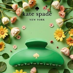 Kate Spade x Target Green  Hair Clip with Gold Logo New